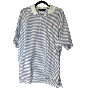 Polo Golf‎ Blue and White Striped Polo 100% Pima Cotton Size Large